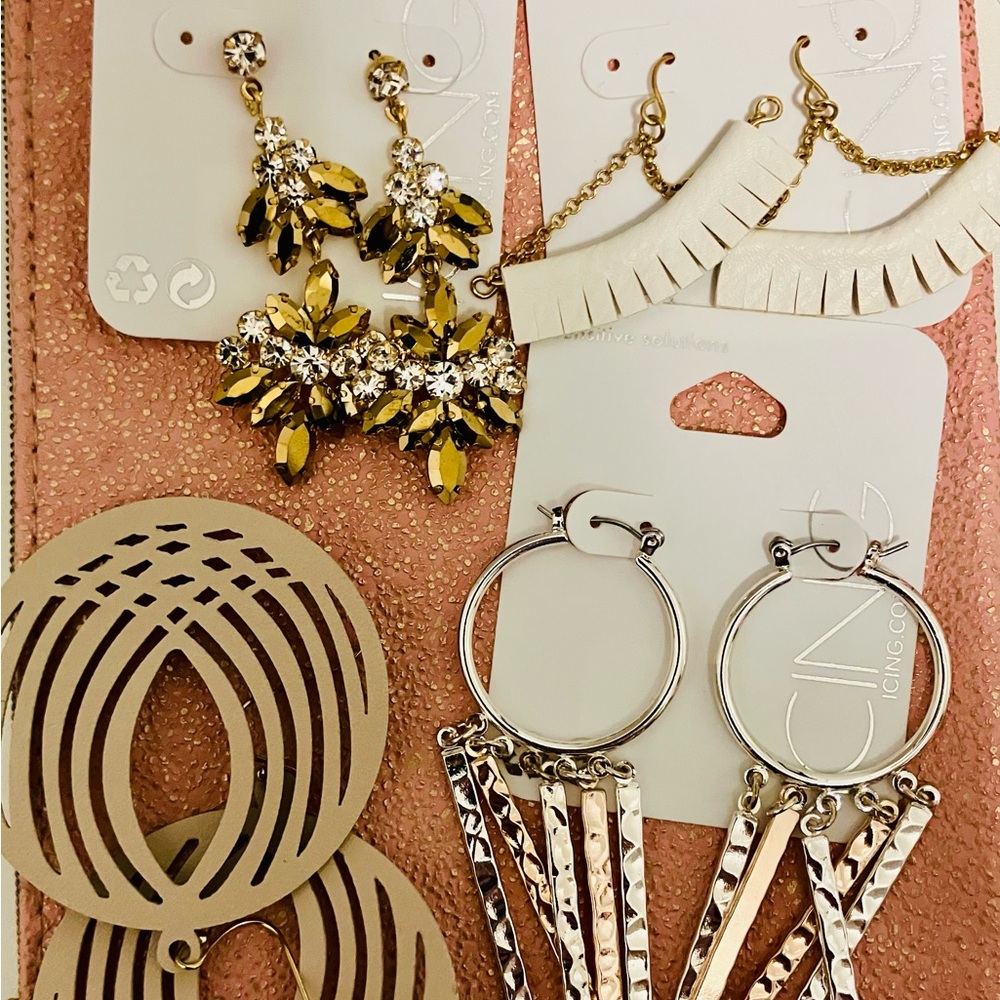 Elegant Gold and Silver Earrings with Cluster and Hoop Designs